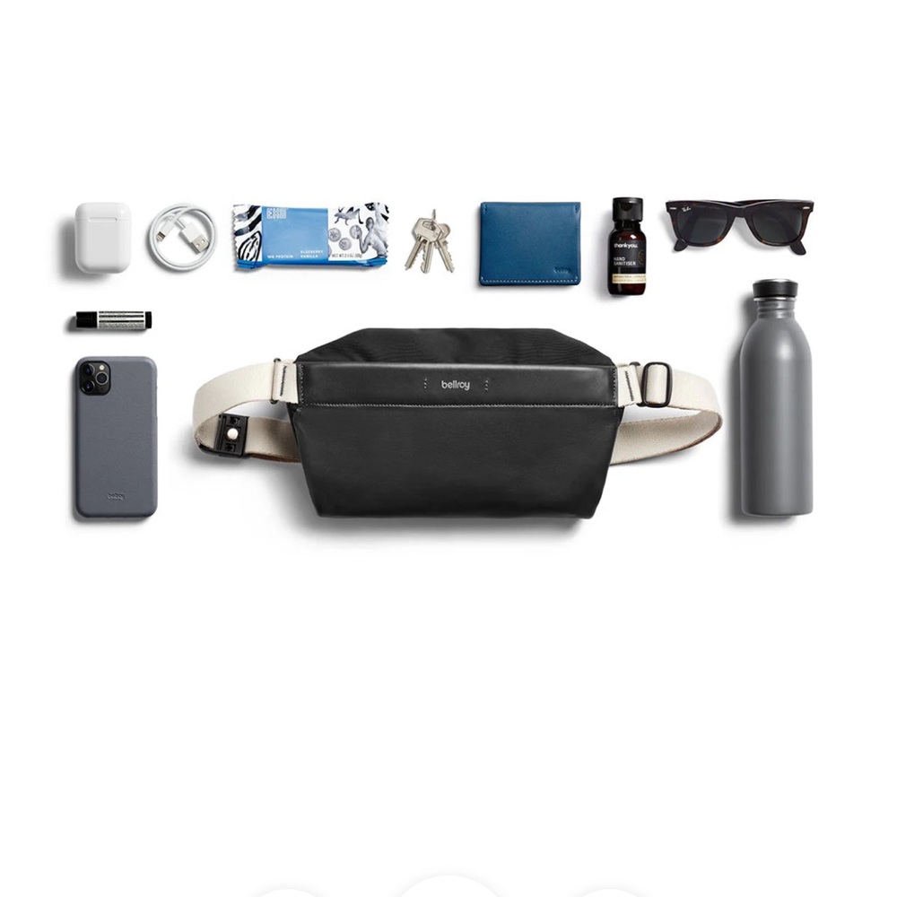Bellroy Black and Cream Belt Bag LEATHER limited Edition premium